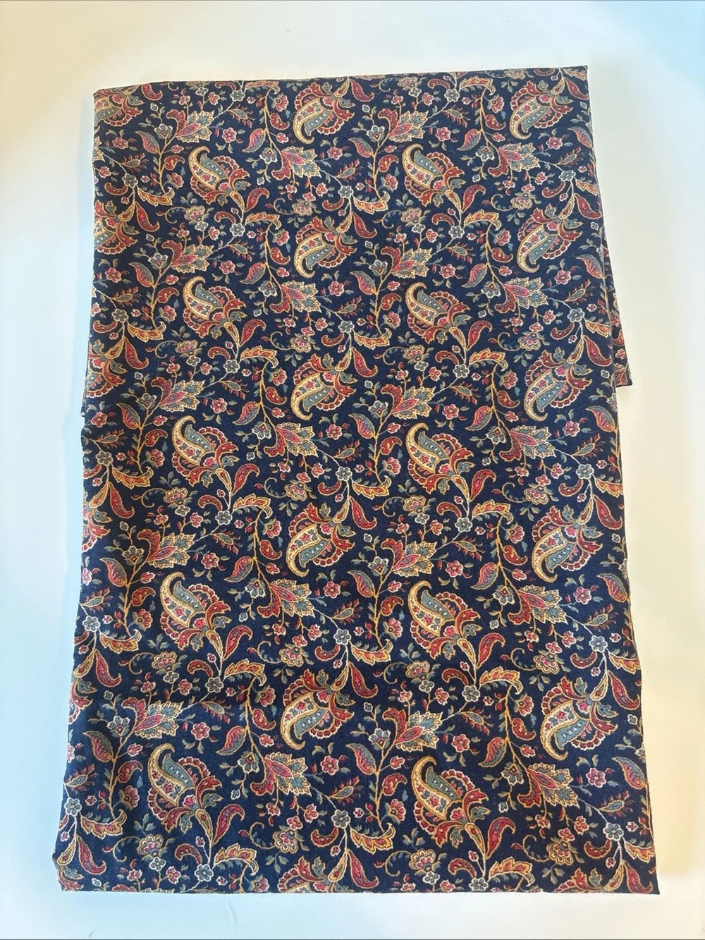 Vintage Paisley Grunge Print Tablecloth in Navy and Burgundy